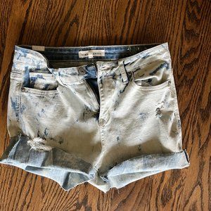 Tie-dye jean shorts